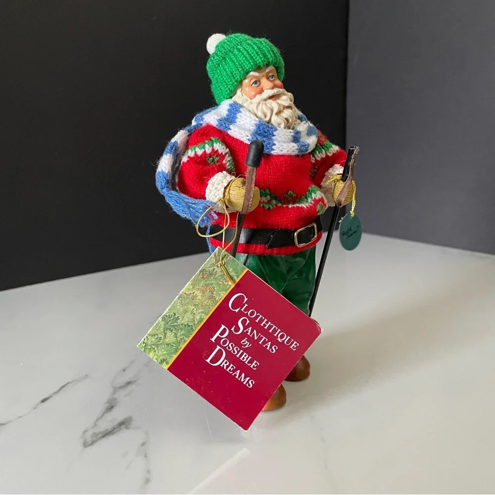 Skier Santa Ornament - Possible Dreams Clothtique by Dept. 56